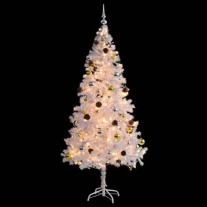 Künstlicher Weihnachtsbaum mit Beleuchtung & Kugeln Weiß 180 cm - Pazzar.ch