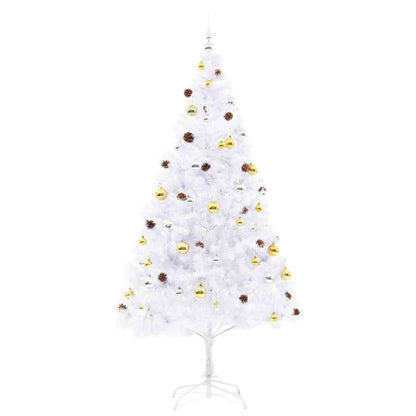 Künstlicher Weihnachtsbaum mit Beleuchtung & Kugeln Weiß 210 cm - Pazzar.ch