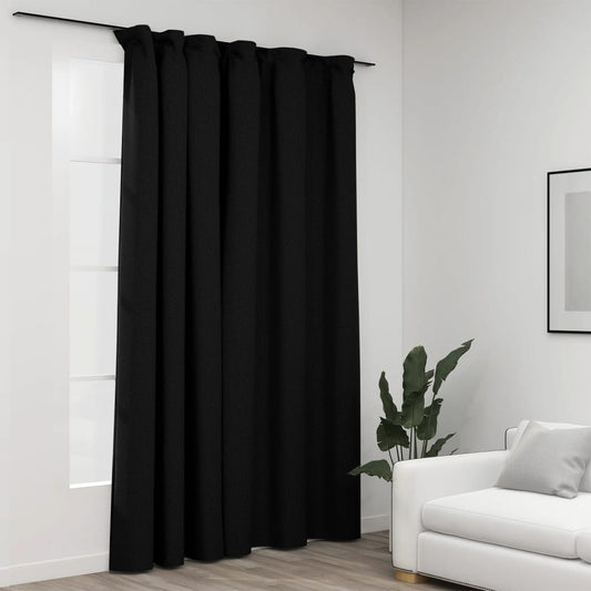 Verdunkelungsvorhang mit Haken Leinenoptik Anthrazit 290x245 cm - Pazzar.ch