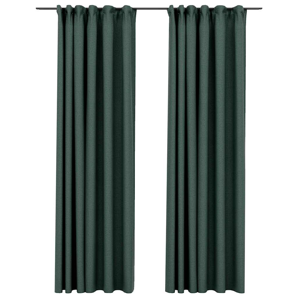 Verdunkelungsvorhänge Haken Leinenoptik 2 Stk. Grün 140x245 cm - Pazzar.ch
