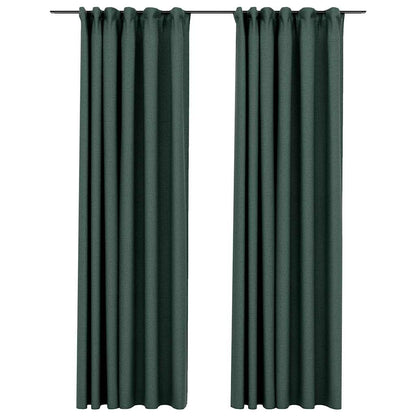 Verdunkelungsvorhänge Haken Leinenoptik 2 Stk. Grün 140x245 cm - Pazzar.ch