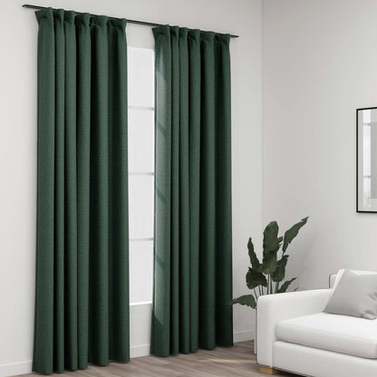 Verdunkelungsvorhänge Haken Leinenoptik 2 Stk. Grün 140x245 cm - Pazzar.ch