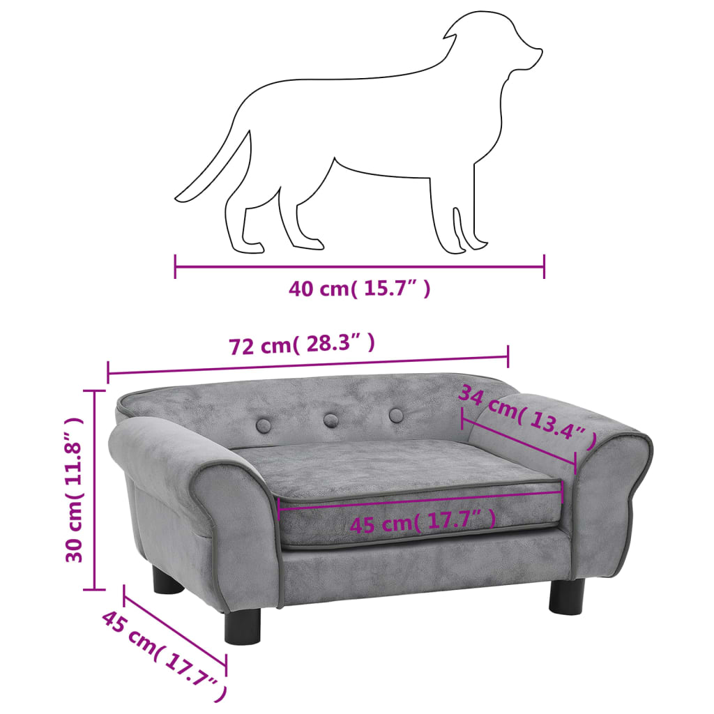 Hundesofa Grau 72x45x30 cm Plüsch - Pazzar.ch