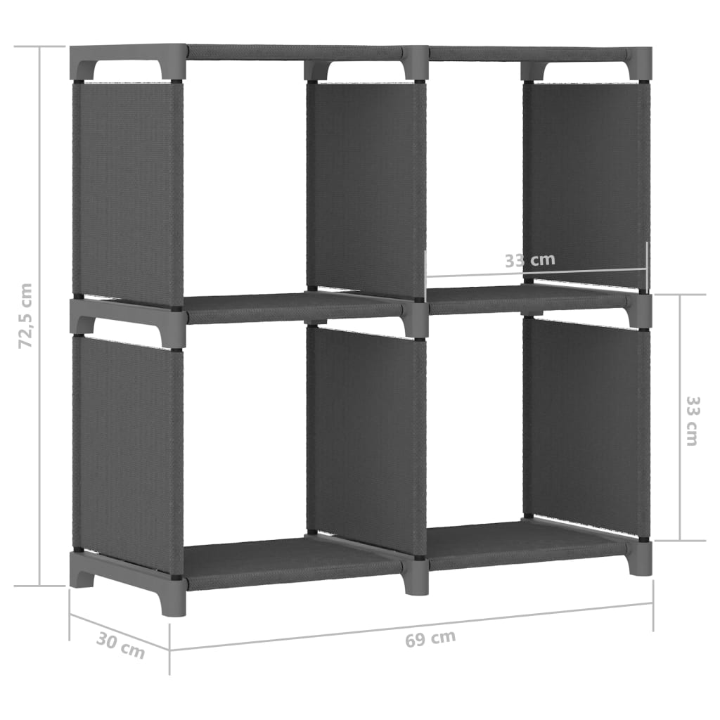 Würfel-Regal 4 Fächer Grau 69x30x72,5 cm Stoff - Pazzar.ch