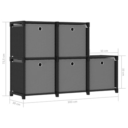 Würfelregal mit 5 Boxen Schwarz 103x30x72,5 cm Stoff - Pazzar.ch