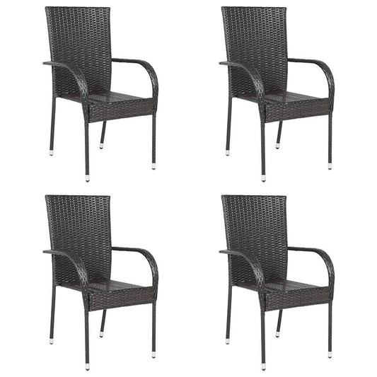 Stapelbare Gartenstühle 4 Stk. Poly Rattan Braun