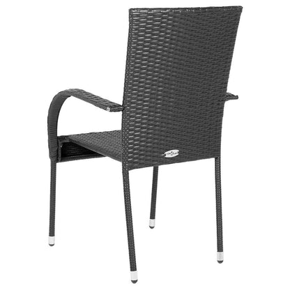 Stapelbare Gartenstühle 4 Stk. Poly Rattan Schwarz