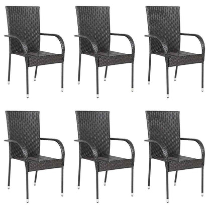 Stapelbare Gartenstühle 6 Stk. Poly Rattan Braun