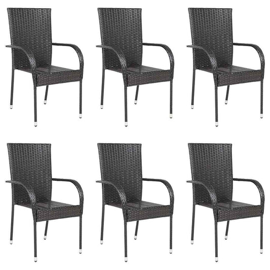 Stapelbare Gartenstühle 6 Stk. Poly Rattan Braun