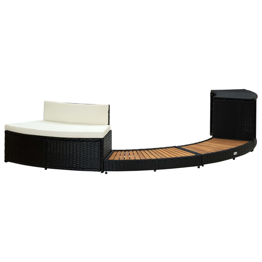 Whirlpool-Umrandung Schwarz Poly Rattan & Massivholz Akazie - Pazzar.ch