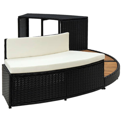 Whirlpool-Umrandung Schwarz Poly Rattan & Massivholz Akazie - Pazzar.ch