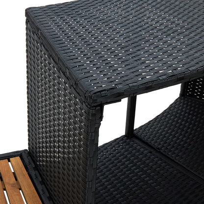 Whirlpool-Umrandung Schwarz Poly Rattan & Massivholz Akazie - Pazzar.ch