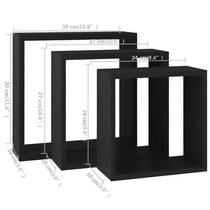 Würfelregale 3 Stk. Schwarz MDF - Pazzar.ch