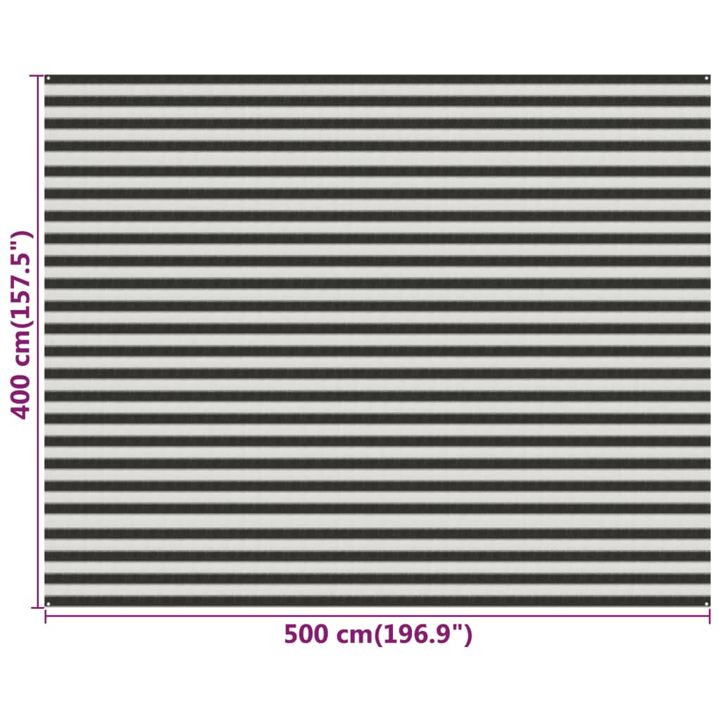 Zeltteppich Anthrazit und Weiß 400x500 cm HDPE