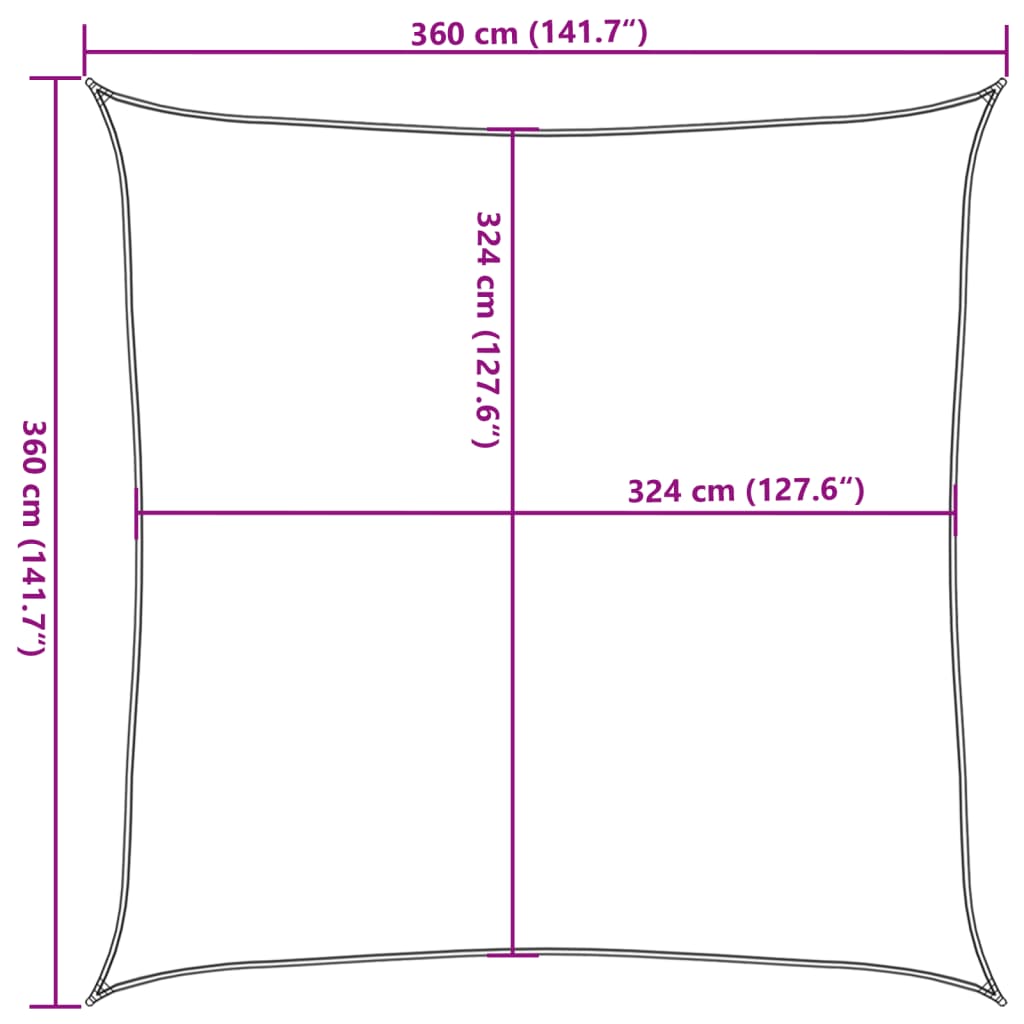 Sonnensegel 160 g/m² Rot 3,6x3,6 m HDPE - Pazzar.ch