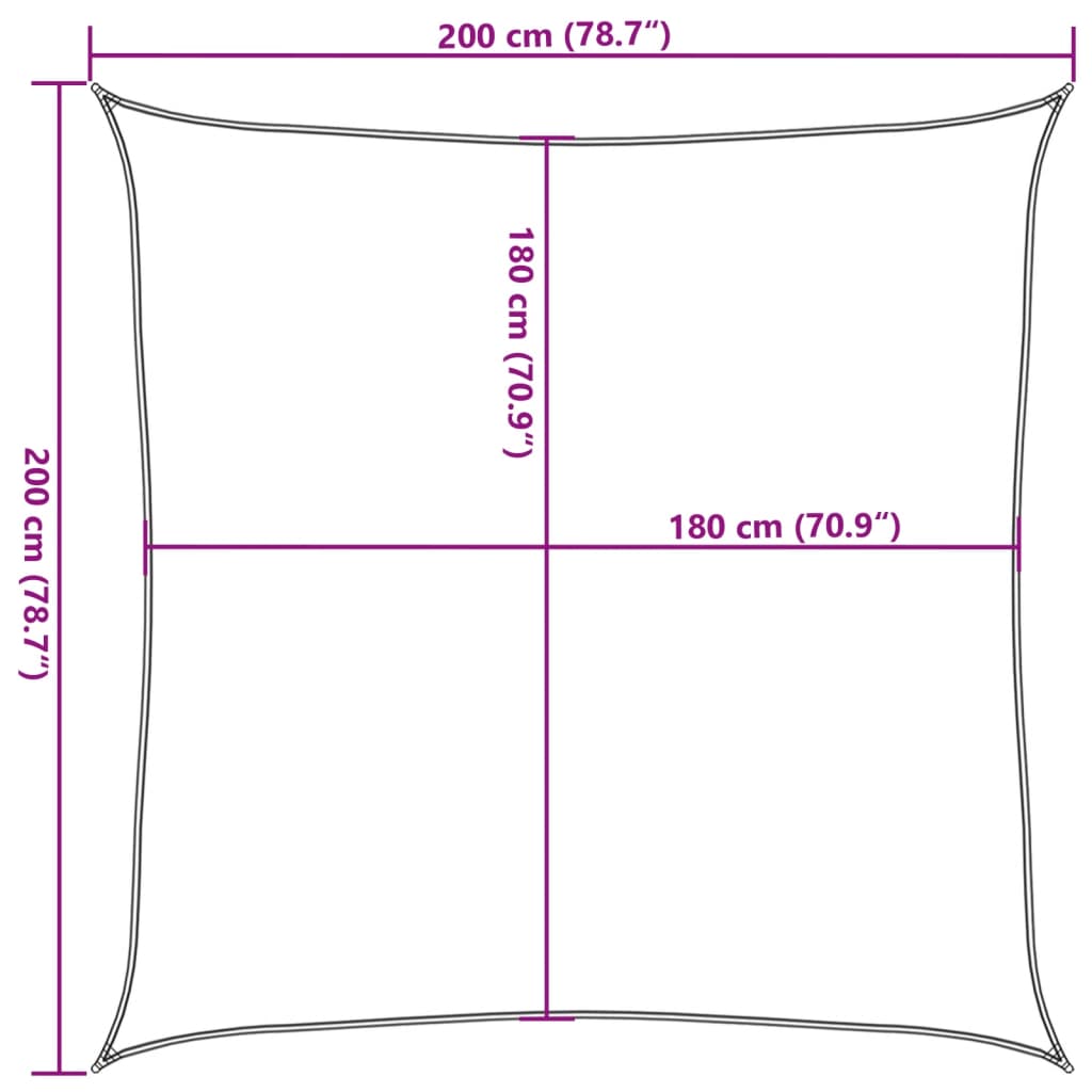 Sonnensegel 160 g/m² Schwarz 2x2 m HDPE - Pazzar.ch
