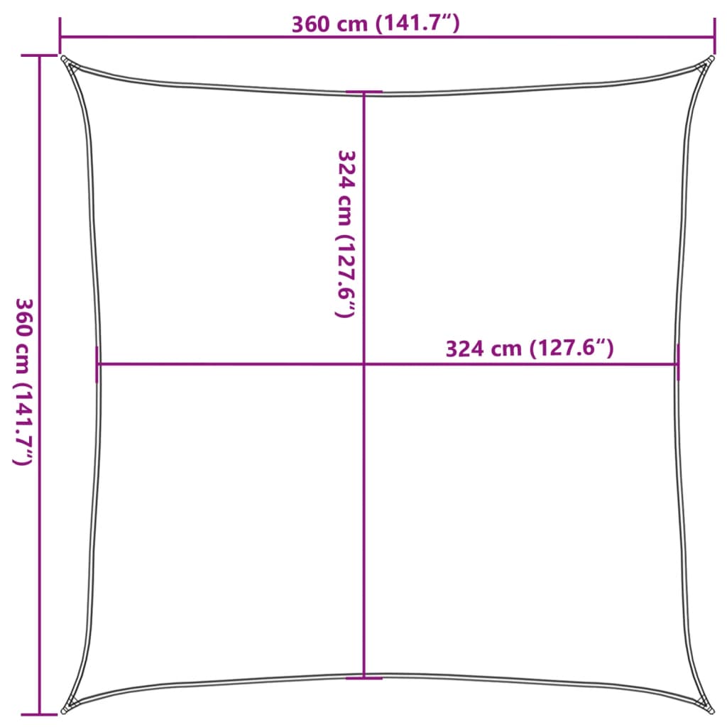 Sonnensegel 160 g/m² Schwarz 3,6x3,6 m HDPE - Pazzar.ch