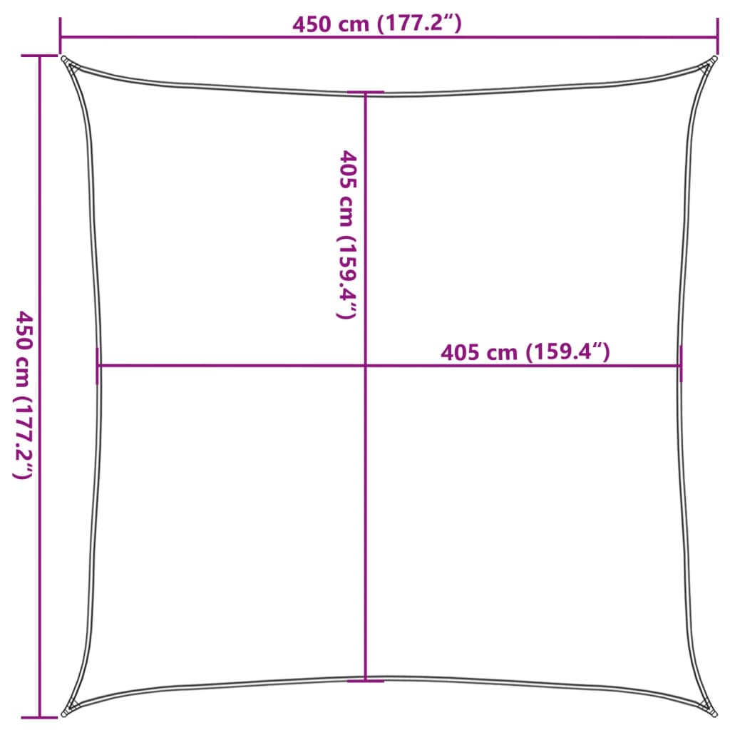 Sonnensegel 160 g/m² Schwarz 4,5x4,5 m HDPE - Pazzar.ch