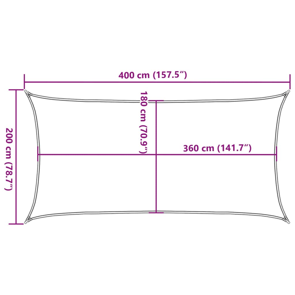 Sonnensegel 160 g/m² Schwarz 2x4 m HDPE - Pazzar.ch