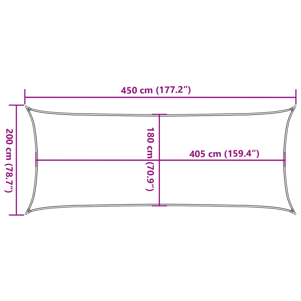 Sonnensegel 160 g/m² Schwarz 2x4,5 m HDPE - Pazzar.ch