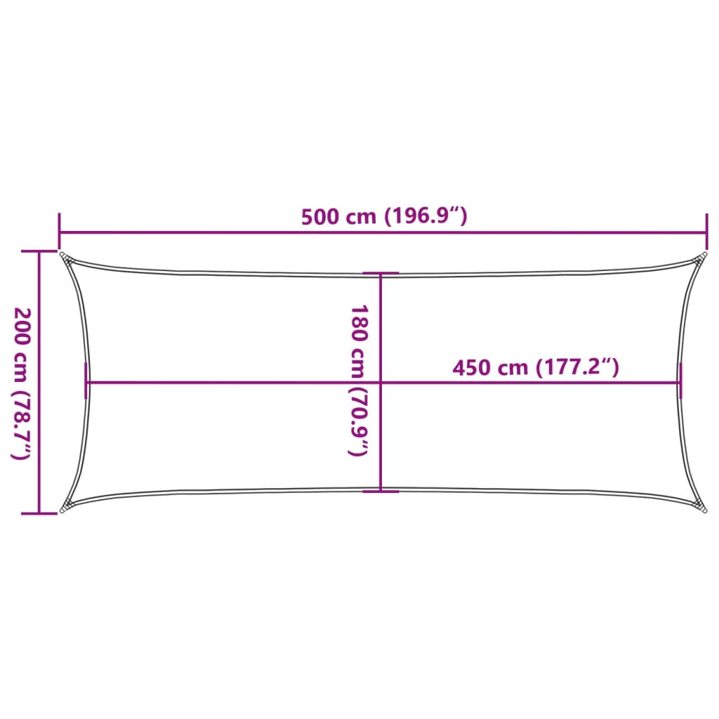 Sonnensegel 160 g/m² Schwarz 2x5 m HDPE