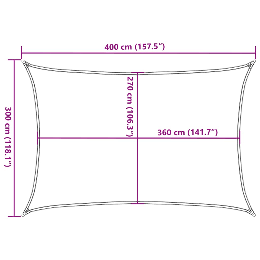 Sonnensegel 160 g/m² Schwarz 3x4 m HDPE - Pazzar.ch