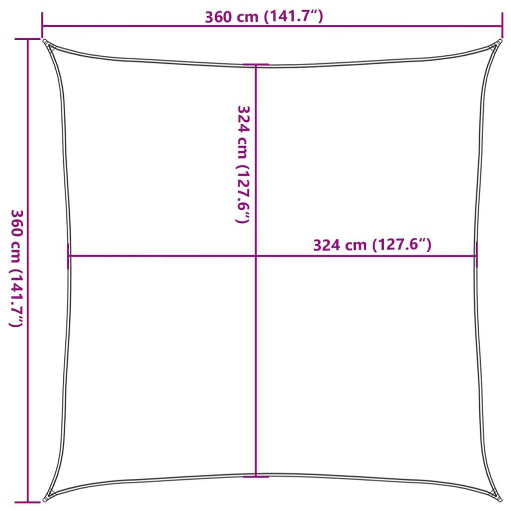 Sonnensegel 160 g/m² Braun 3,6x3,6 m HDPE - Pazzar.ch