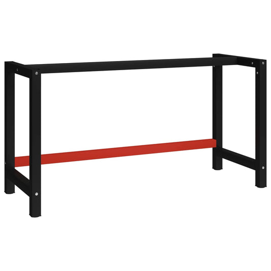 Werkbankgestell Metall 150x57x79 cm Schwarz und Rot - Pazzar.ch