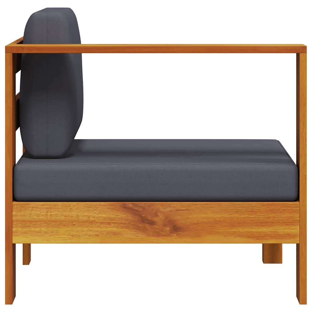 Mittelsofa mit 1 Armlehne Dunkelgrau Massivholz Akazie