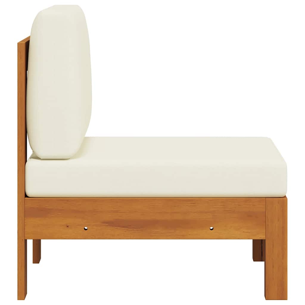 Mittelsofa mit Cremeweißen Kissen Massivholz Akazie