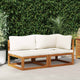 2-tlg. Sofa-Set mit cremeweißen Kissen Akazie Massivholz