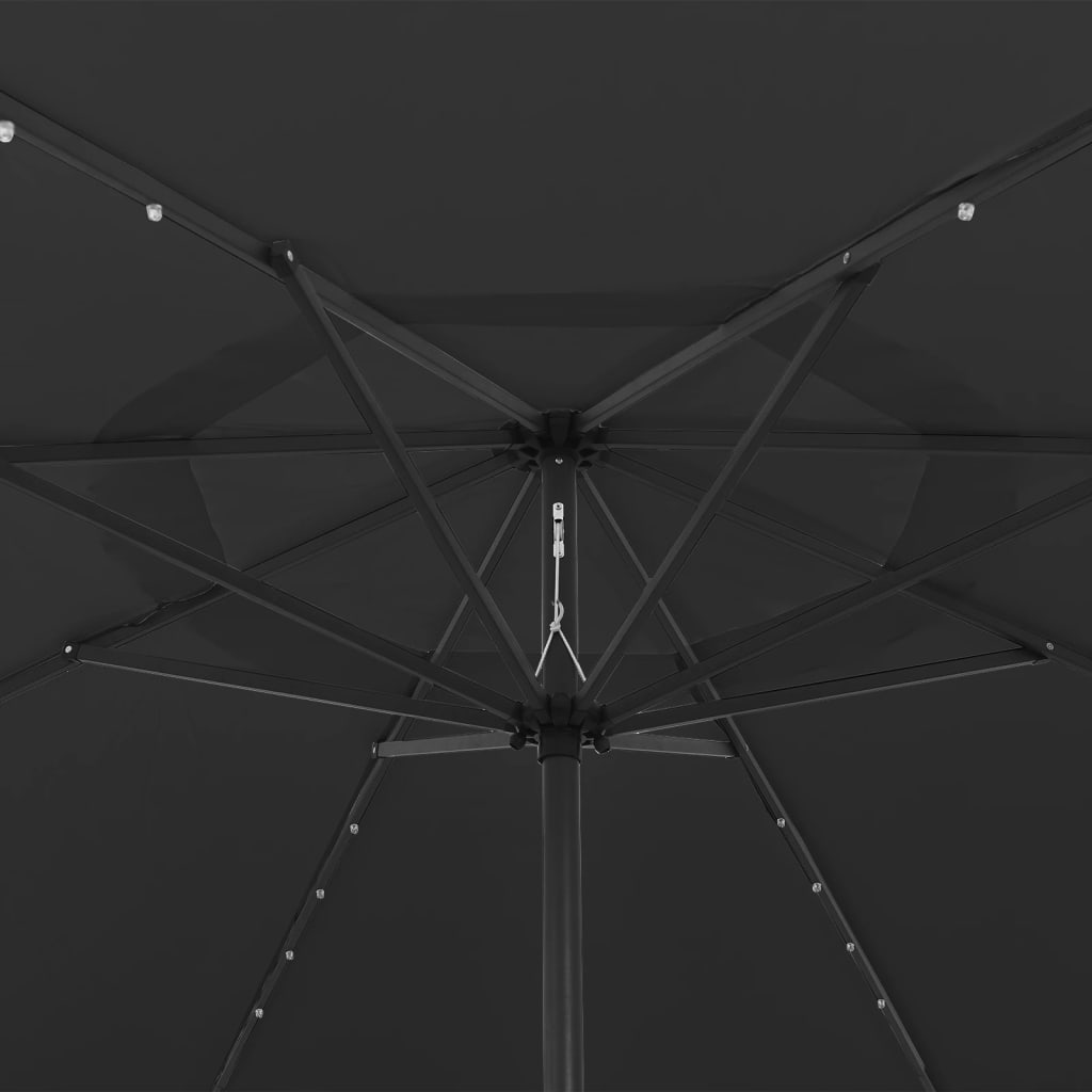 Sonnenschirm mit LED-Beleuchtung 400 cm Schwarz