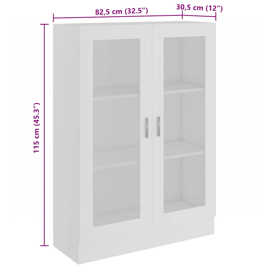 Vitrinenschrank Weiß 82,5x30,5x115 cm Holzwerkstoff