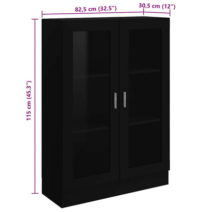 Vitrinenschrank Schwarz 82,5x30,5x115 cm Holzwerkstoff