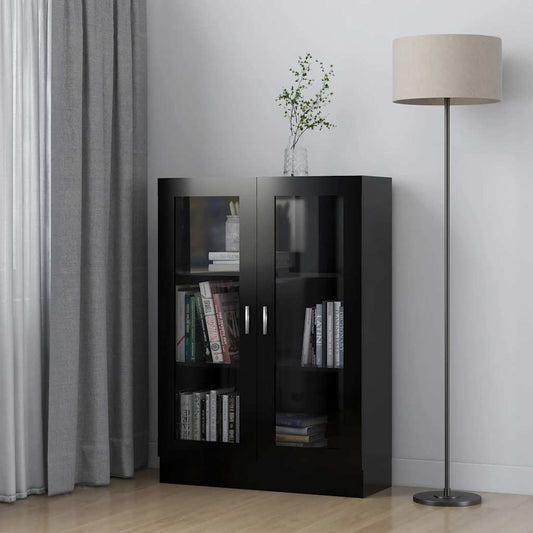 Vitrinenschrank Schwarz 82,5x30,5x115 cm Holzwerkstoff
