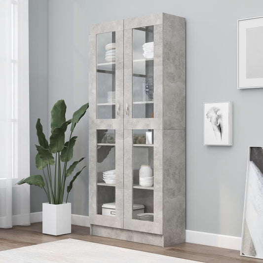 Vitrinenschrank Betongrau 82,5x30,5x185,5 cm Holzwerkstoff - Pazzar.ch