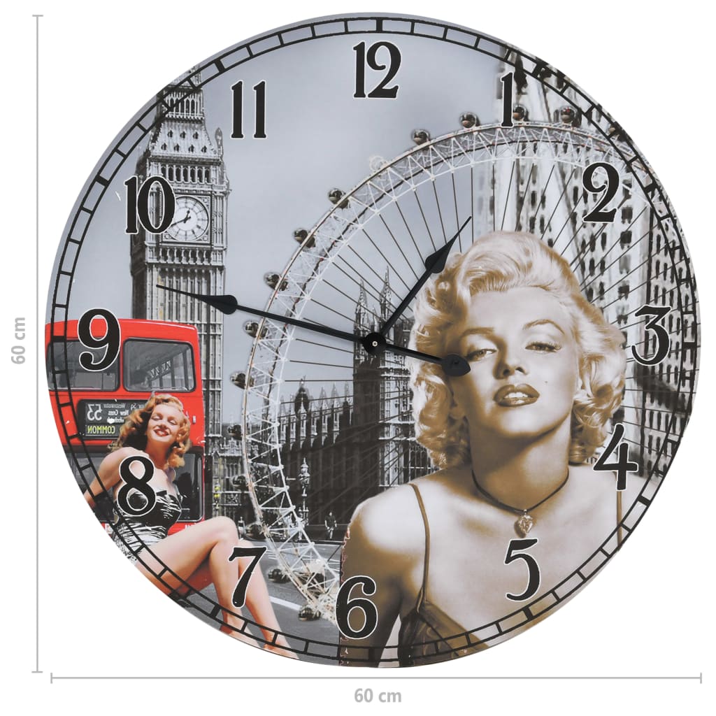 Wanduhr Vintage Marilyn Monroe 60 cm - Pazzar.ch