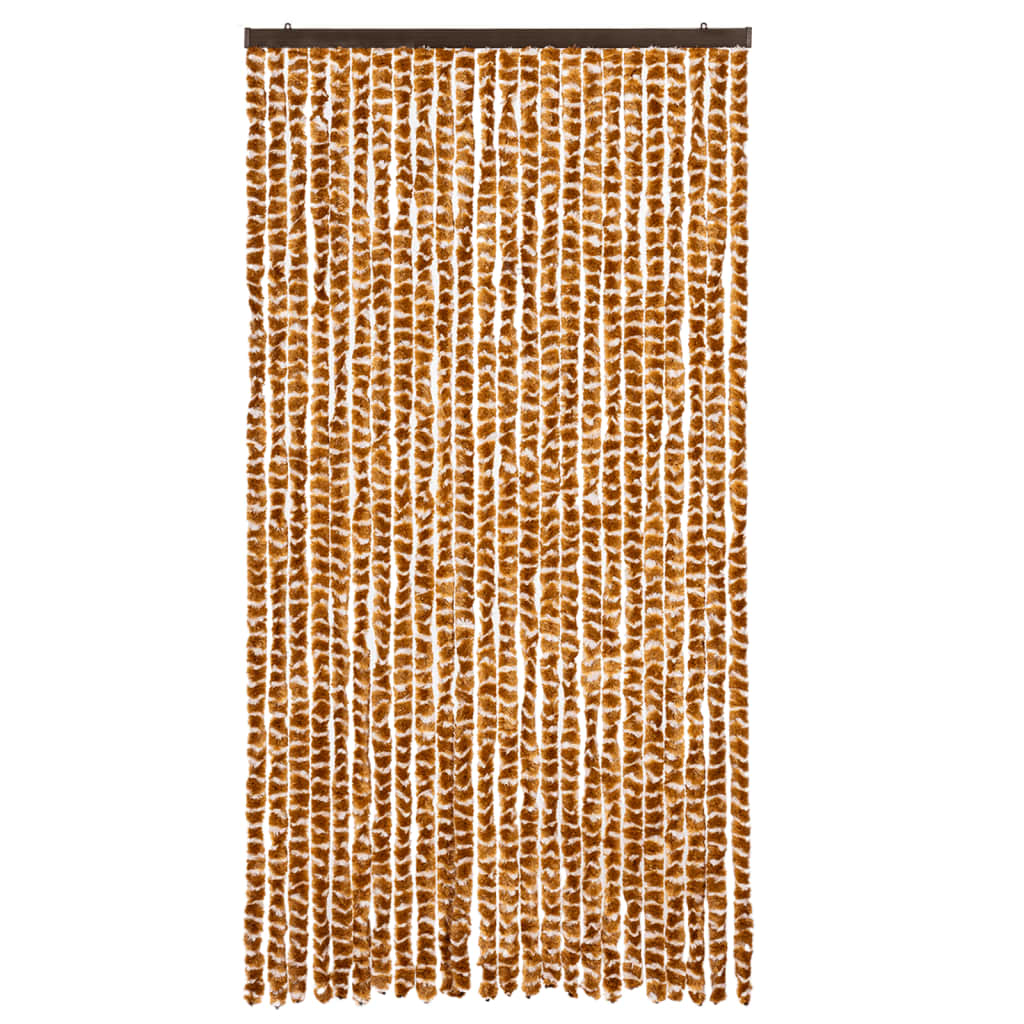 Insektenschutz-Vorhang Ocker und Weiß 100x220 cm Chenille - Pazzar.ch