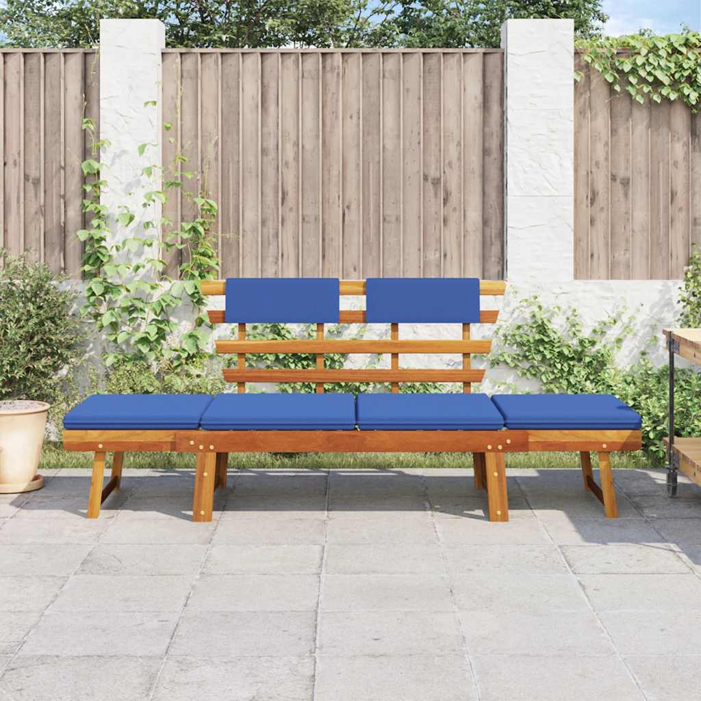 Gartenbank mit Auflagen 2-in-1 190 cm Massivholz Akazie - Pazzar.ch