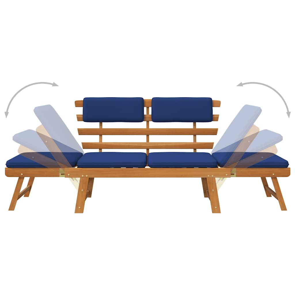Gartenbank mit Auflagen 2-in-1 190 cm Massivholz Akazie - Pazzar.ch