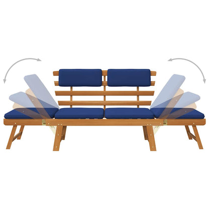 Gartenbank mit Auflagen 2-in-1 190 cm Massivholz Akazie - Pazzar.ch