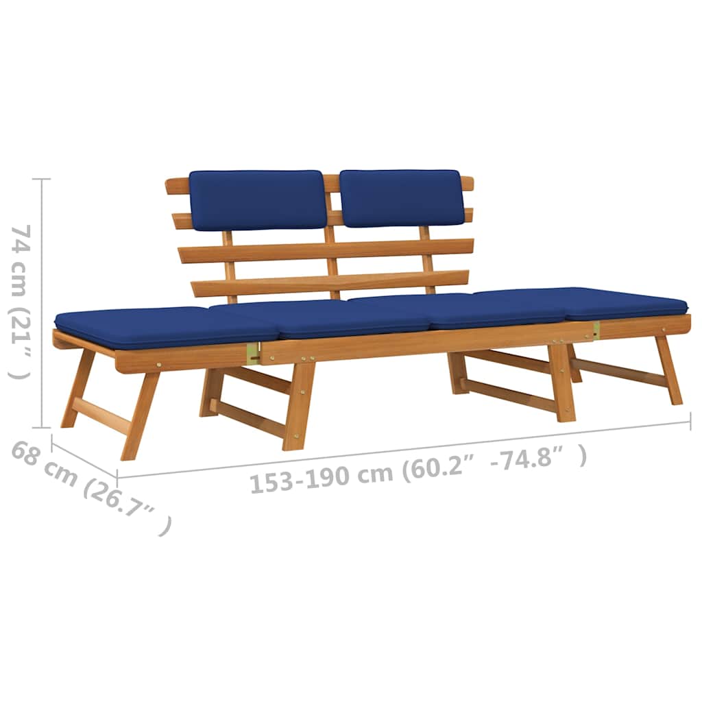 Gartenbank mit Auflagen 2-in-1 190 cm Massivholz Akazie - Pazzar.ch
