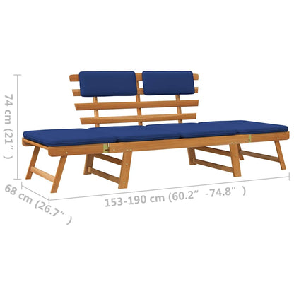 Gartenbank mit Auflagen 2-in-1 190 cm Massivholz Akazie - Pazzar.ch