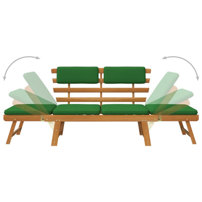 Gartenbank mit Auflagen 2-in-1 190 cm Massivholz Akazie - Pazzar.ch