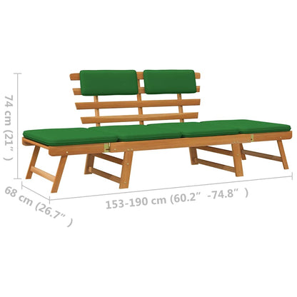 Gartenbank mit Auflagen 2-in-1 190 cm Massivholz Akazie - Pazzar.ch