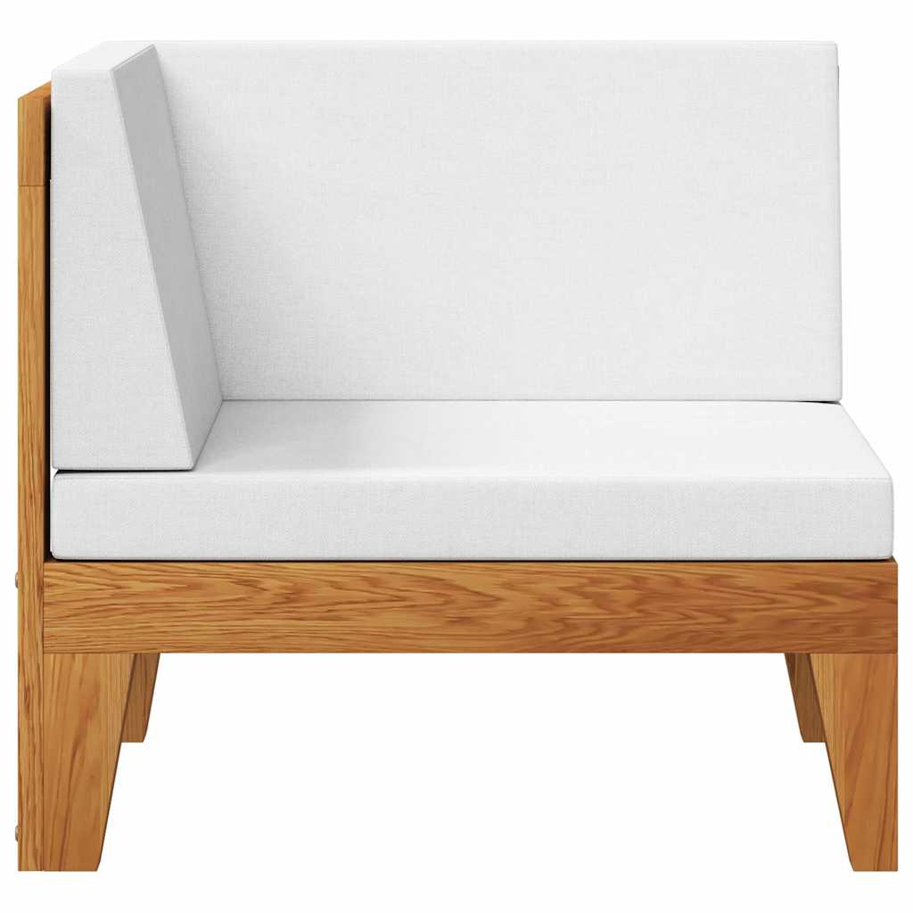 Modular-Ecksofa mit Cremeweißen Kissen Akazie Massivholz