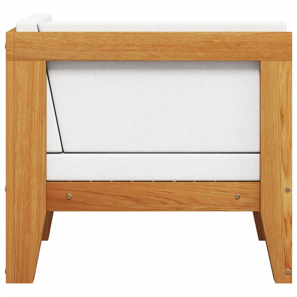 Modular-Ecksofa mit Cremeweißen Kissen Akazie Massivholz
