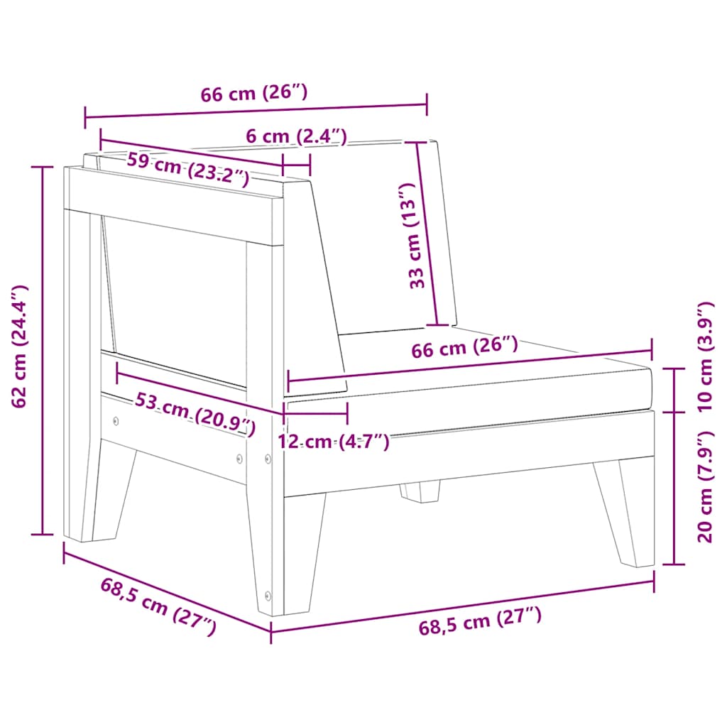 Modular-Ecksofa mit Cremeweißen Kissen Akazie Massivholz