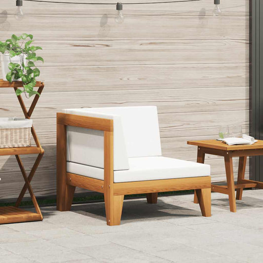 Modular-Ecksofa mit Cremeweißen Kissen Akazie Massivholz