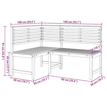 Garten-Eckbank 140 cm Massivholz Akazie